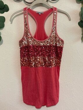 Y2K Charlotte Russe Pink Sequin Racerback Tank Top💕